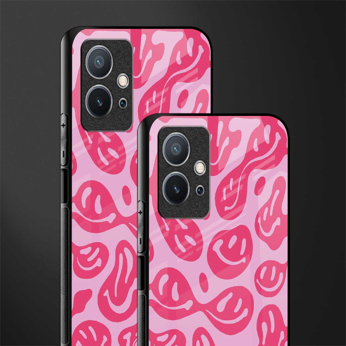 acid smiles bubblegum pink edition glass case for vivo t1 5g image-2