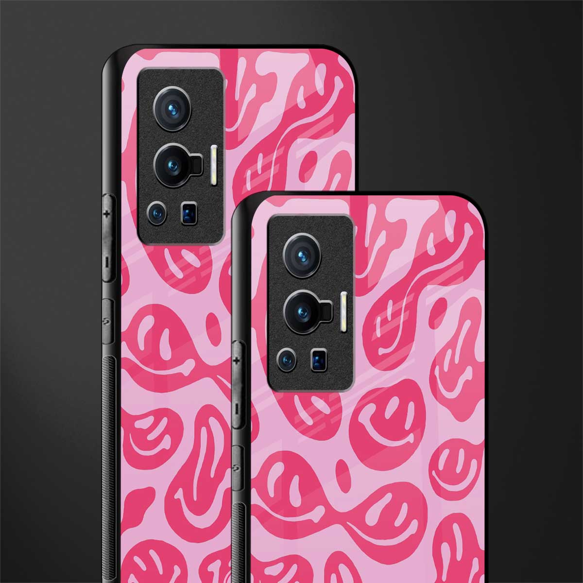 acid smiles bubblegum pink edition glass case for vivo x70 pro image-2