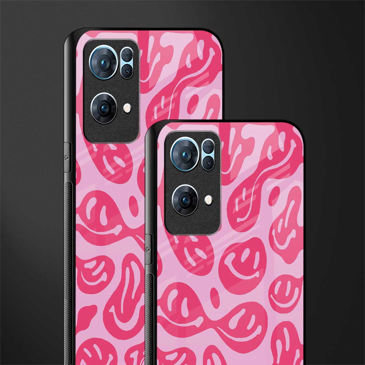 acid smiles bubblegum pink edition glass case for oppo reno7 pro 5g image-2