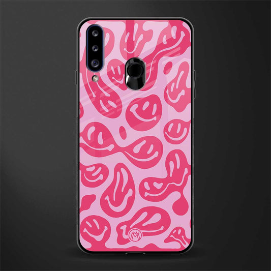 acid smiles bubblegum pink edition glass case for samsung galaxy a20s image