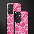 acid smiles bubblegum pink edition glass case for samsung galaxy s22 ultra 5g image-2