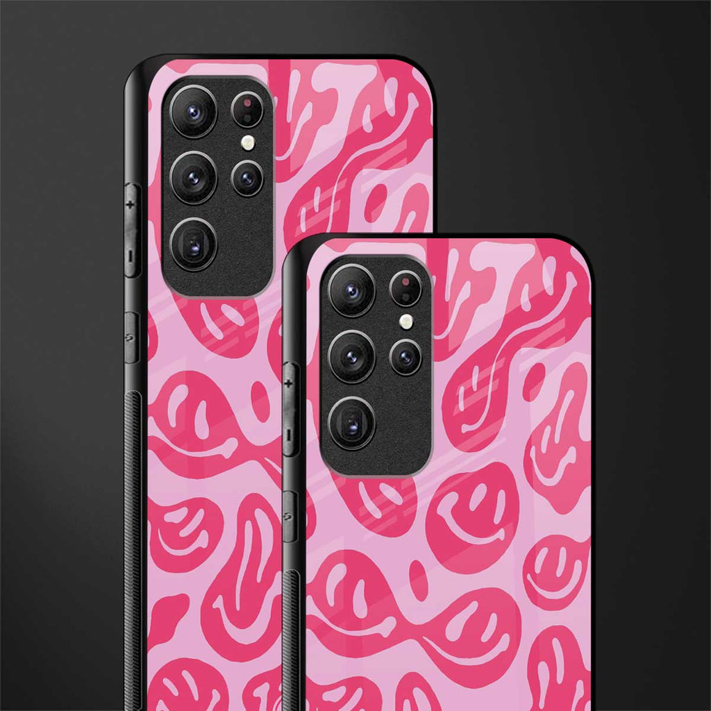 acid smiles bubblegum pink edition glass case for samsung galaxy s21 ultra image-2