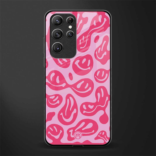 acid smiles bubblegum pink edition glass case for samsung galaxy s22 ultra 5g image