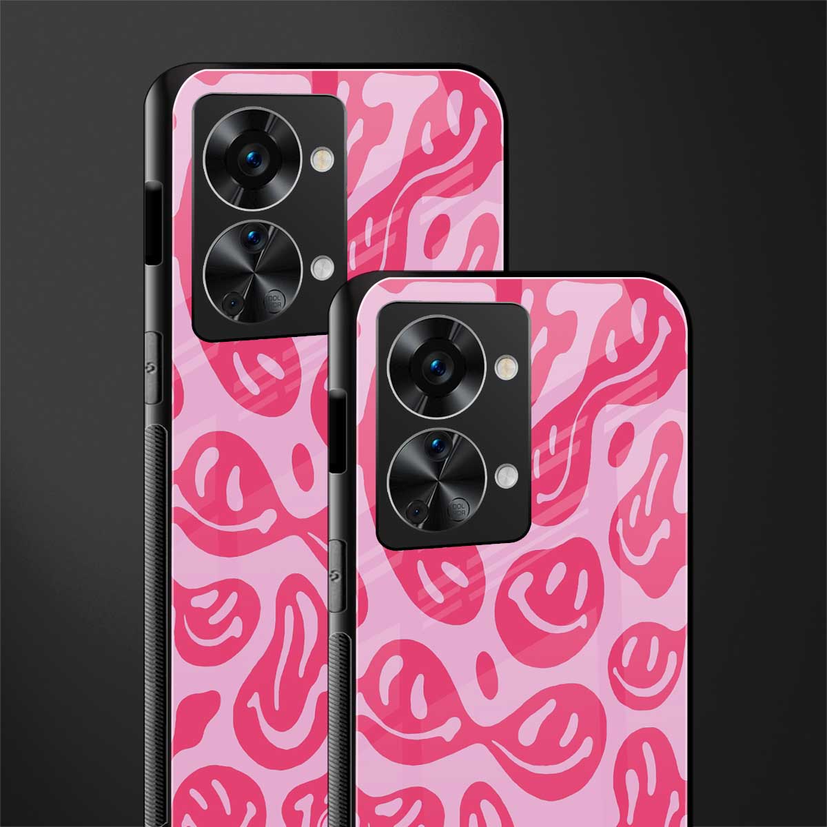 acid smiles bubblegum pink edition glass case for phone case | glass case for oneplus nord 2t 5g