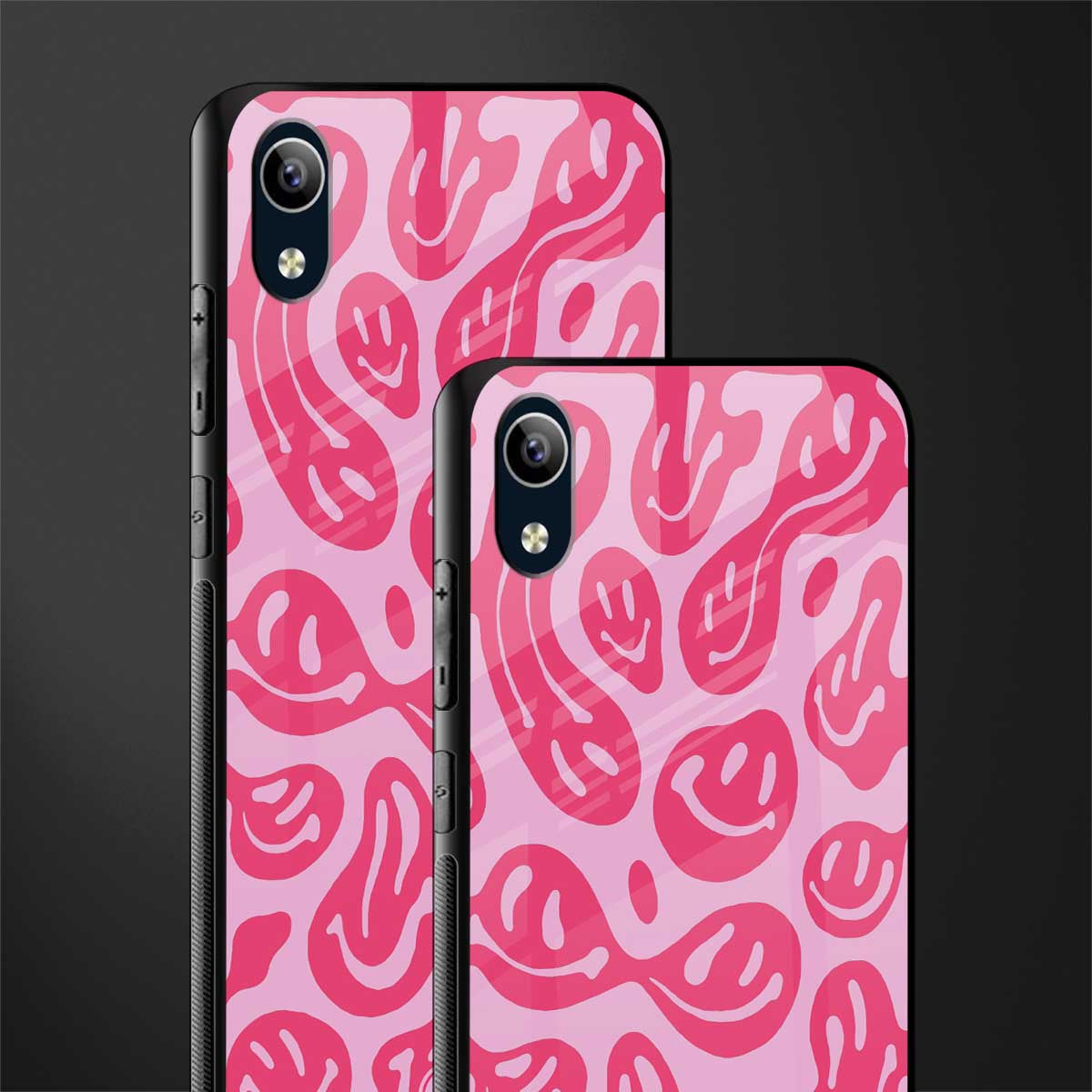 acid smiles bubblegum pink edition glass case for vivo y90 image-2