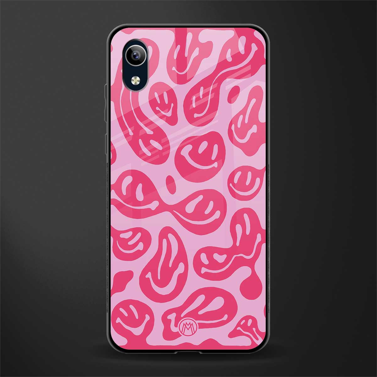 acid smiles bubblegum pink edition glass case for vivo y1s without fingerprint image