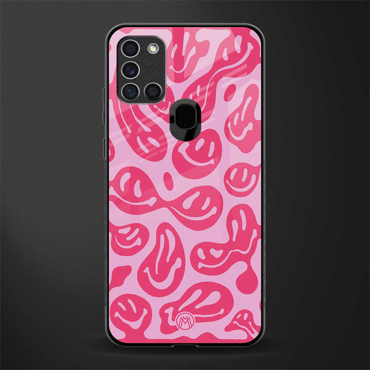 acid smiles bubblegum pink edition glass case for samsung galaxy a21s image