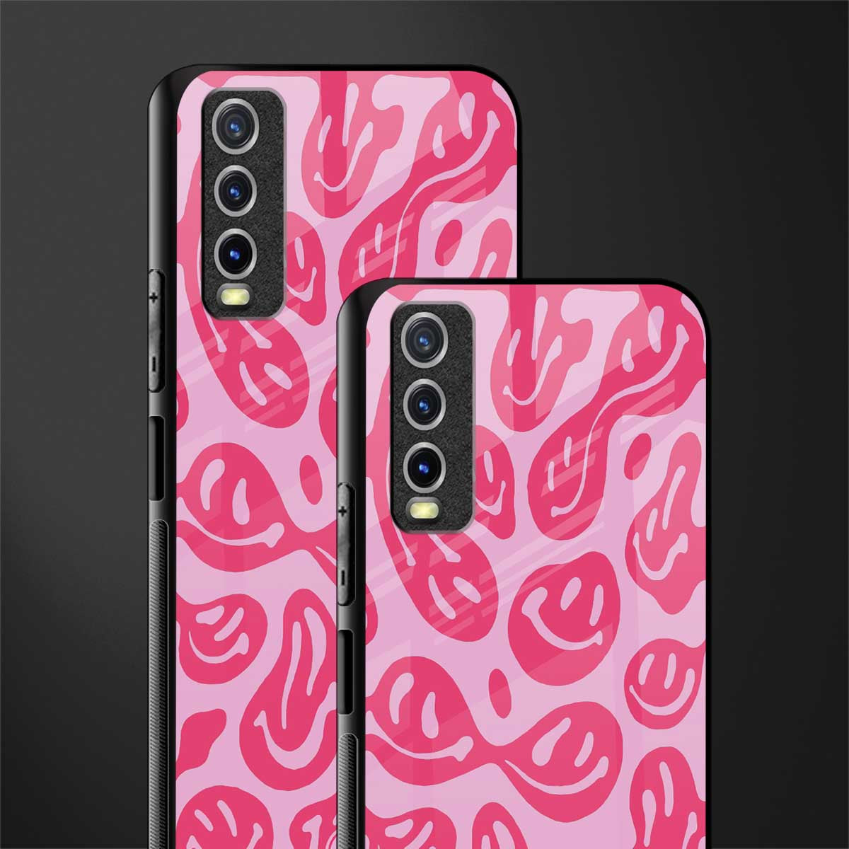 acid smiles bubblegum pink edition glass case for vivo y12s image-2