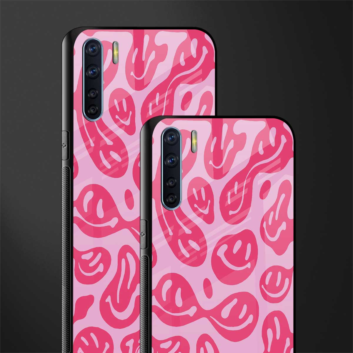 acid smiles bubblegum pink edition glass case for oppo f15 image-2
