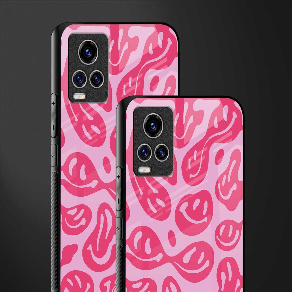 acid smiles bubblegum pink edition glass case for vivo v20 pro image-2