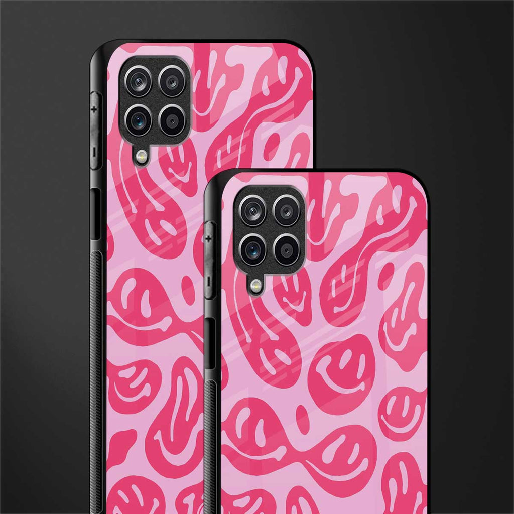 acid smiles bubblegum pink edition glass case for samsung galaxy a12 image-2