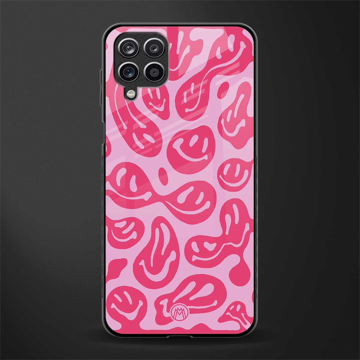 acid smiles bubblegum pink edition glass case for samsung galaxy f12 image