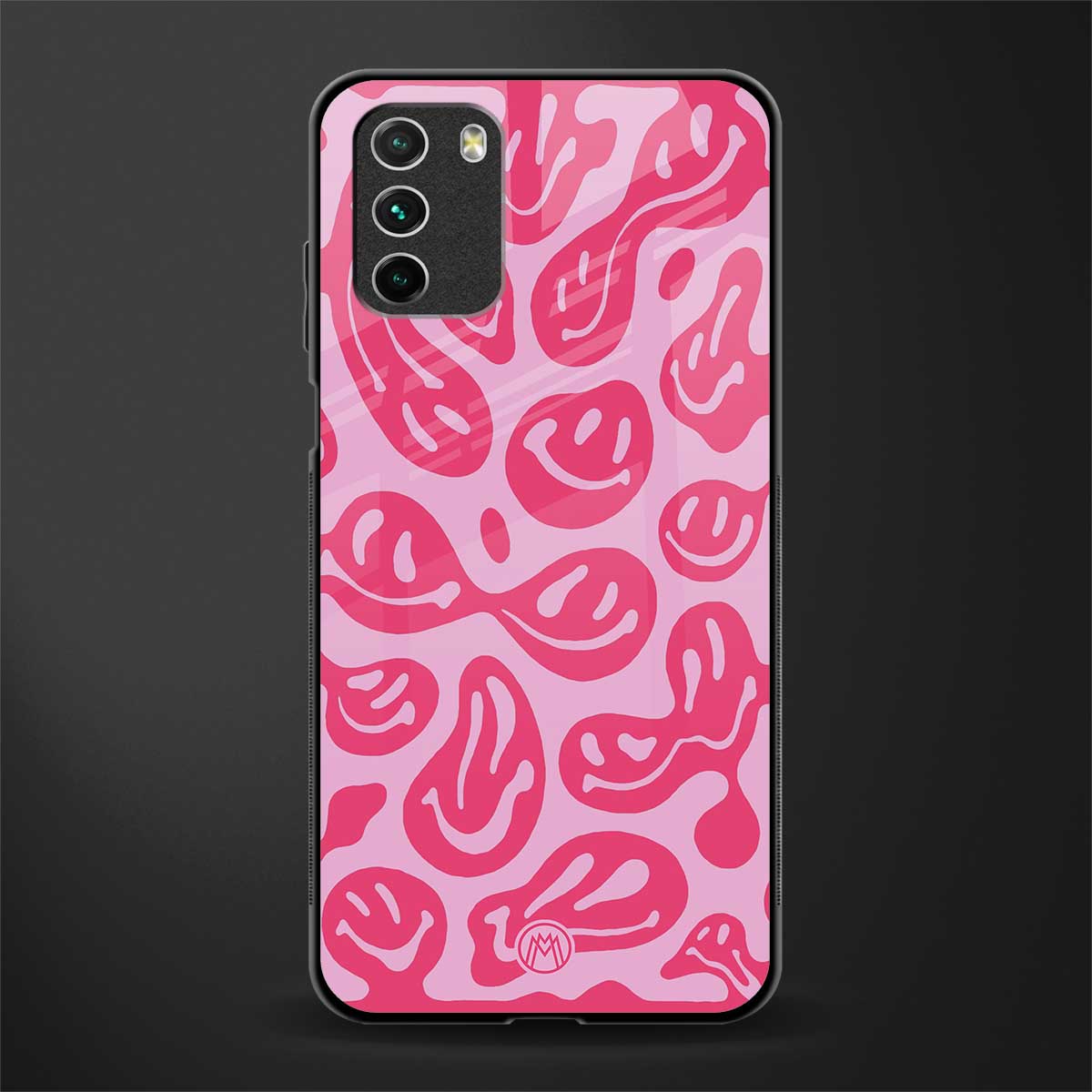 acid smiles bubblegum pink edition glass case for poco m3 image