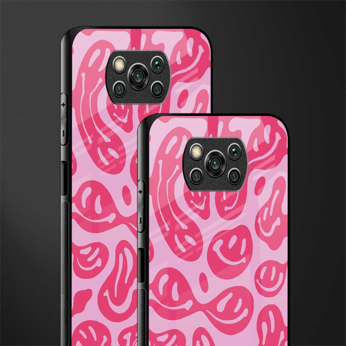 acid smiles bubblegum pink edition glass case for poco x3 pro image-2