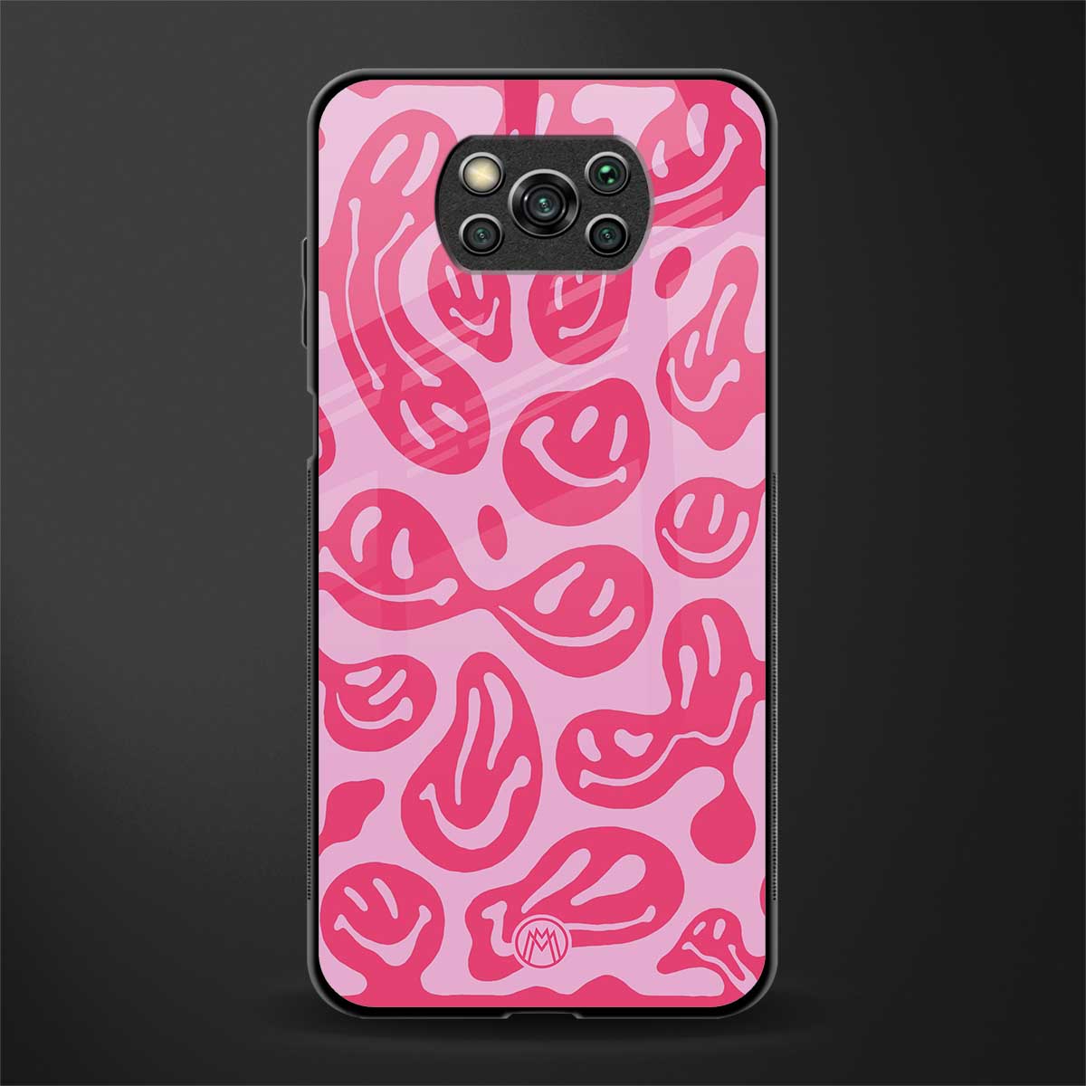 acid smiles bubblegum pink edition glass case for poco x3 image