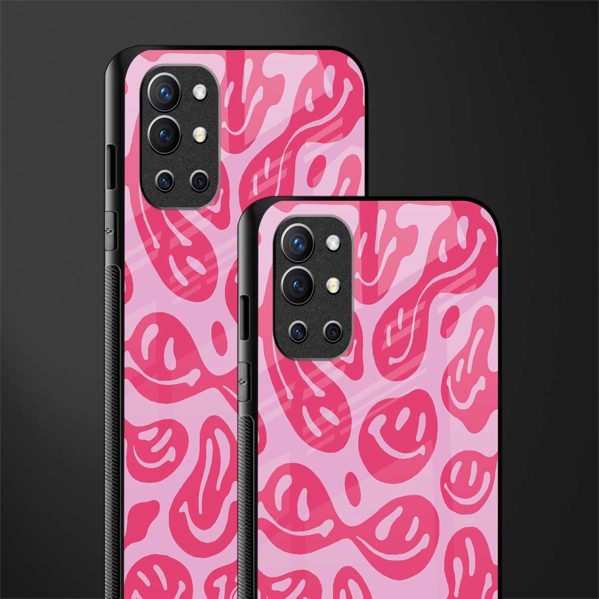 acid smiles bubblegum pink edition glass case for oneplus 9r image-2