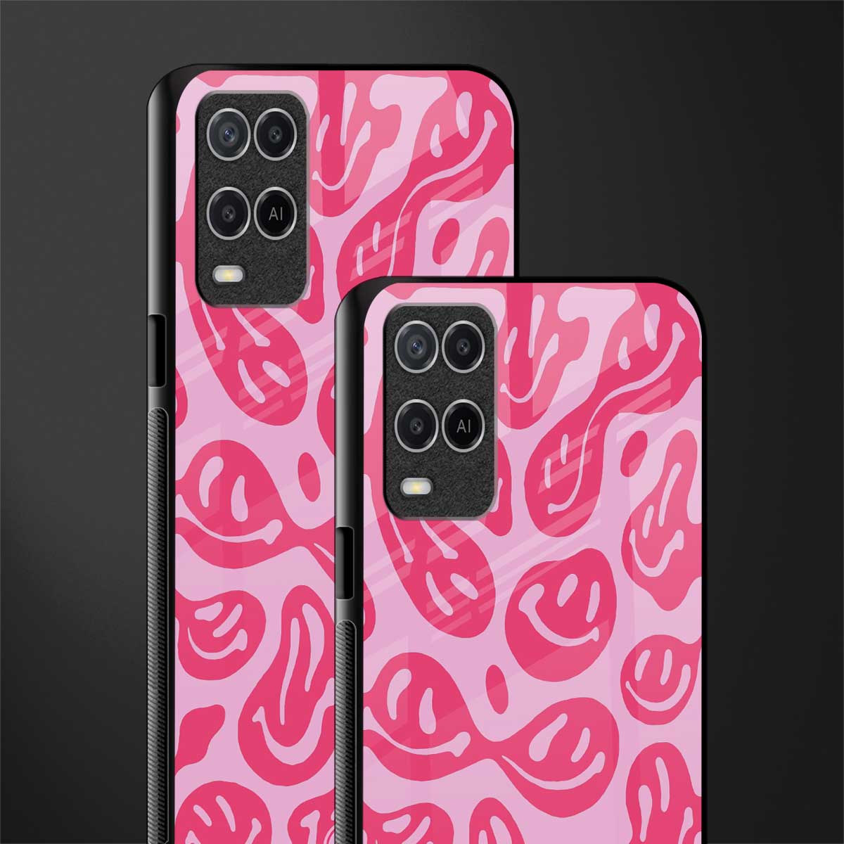 acid smiles bubblegum pink edition glass case for oppo a54 image-2