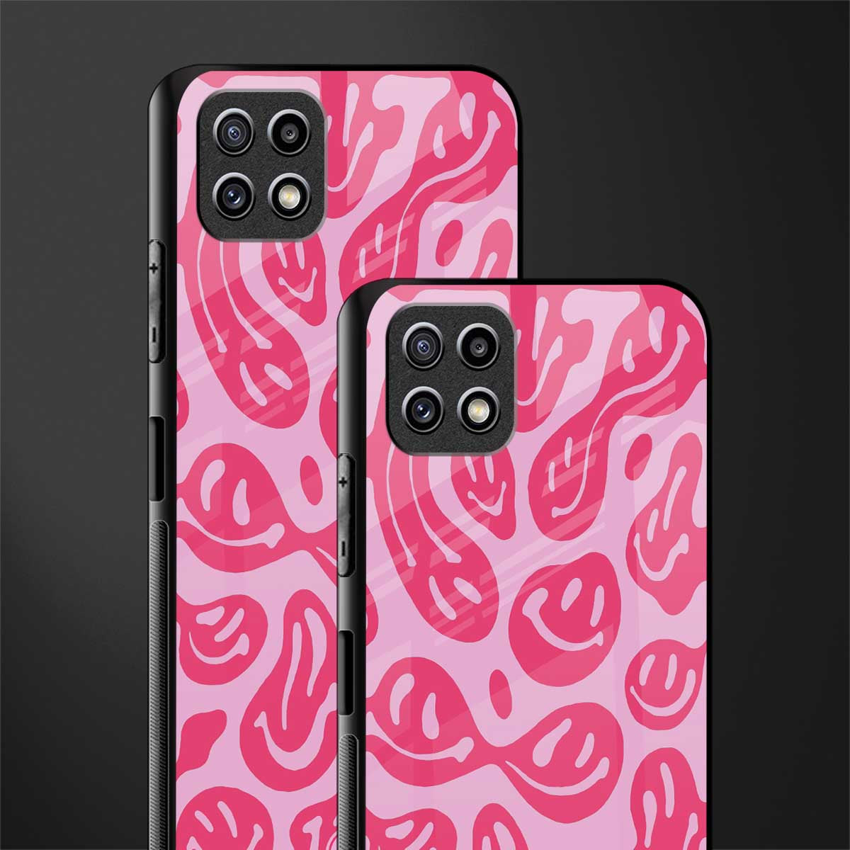 acid smiles bubblegum pink edition glass case for samsung galaxy a22 5g image-2
