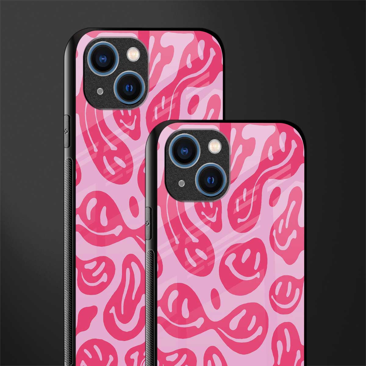 acid smiles bubblegum pink edition glass case for iphone 14 plus image-2