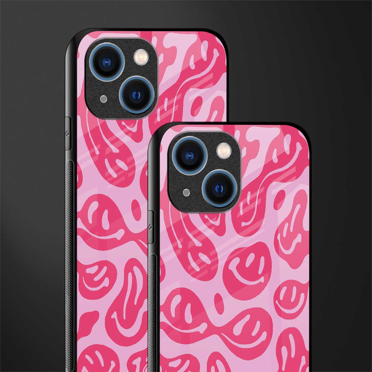 acid smiles bubblegum pink edition glass case for iphone 13 mini image-2