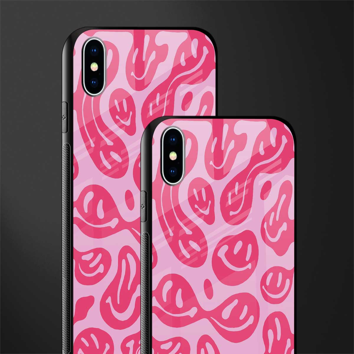 acid smiles bubblegum pink edition glass case for iphone xs max image-2