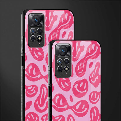 acid smiles bubblegum pink edition back phone cover | glass case for redmi note 11 pro plus 4g/5g