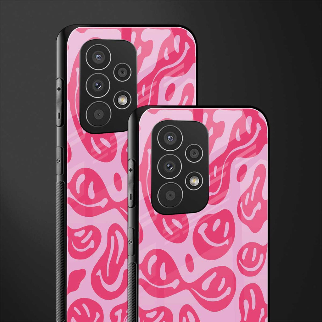 acid smiles bubblegum pink edition back phone cover | glass case for samsung galaxy a53 5g