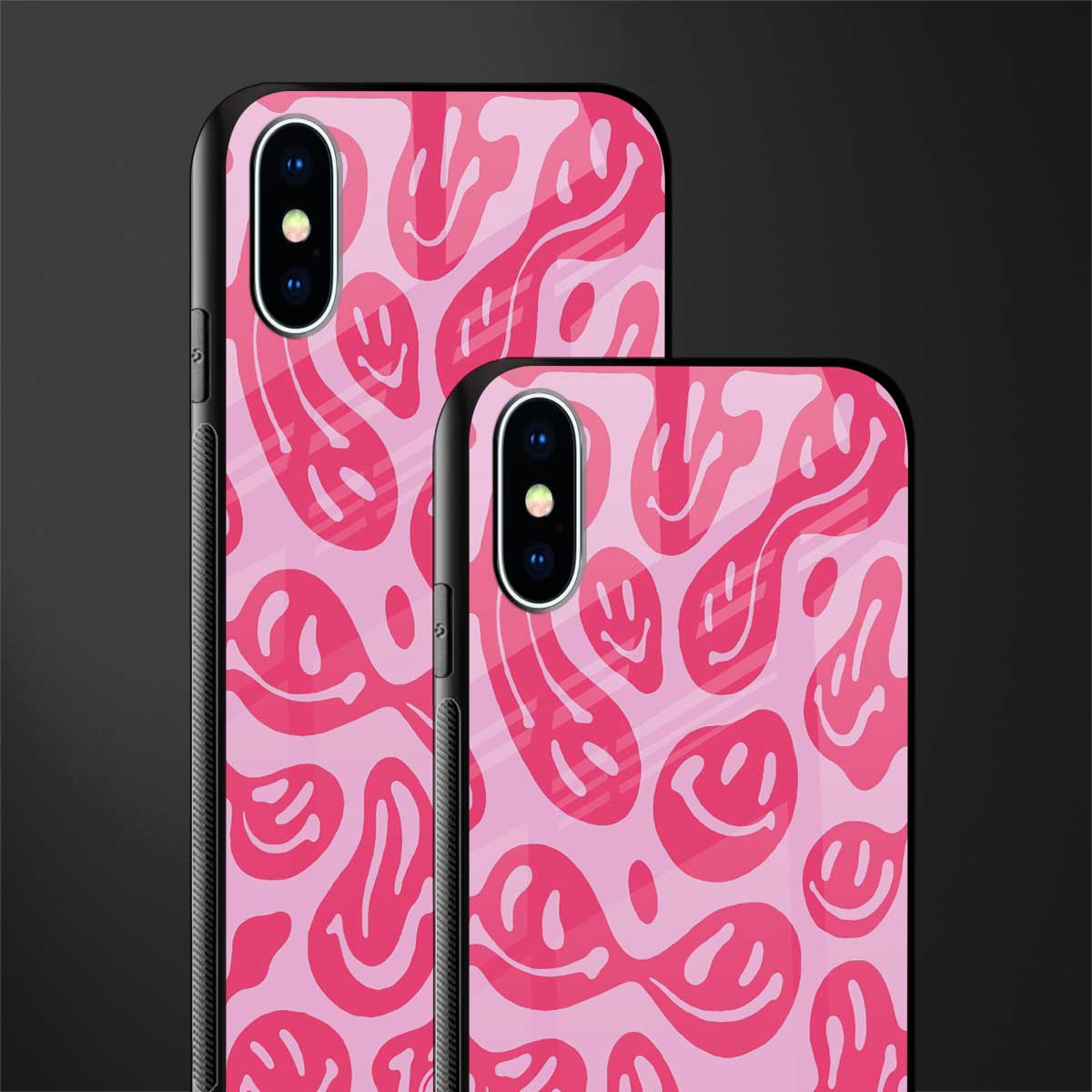 acid smiles bubblegum pink edition glass case for iphone xs image-2