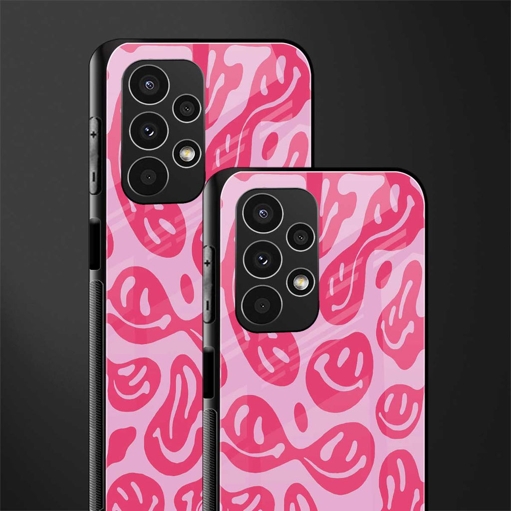 acid smiles bubblegum pink edition back phone cover | glass case for samsung galaxy a13 4g