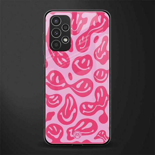 acid smiles bubblegum pink edition back phone cover | glass case for samsung galaxy a13 4g