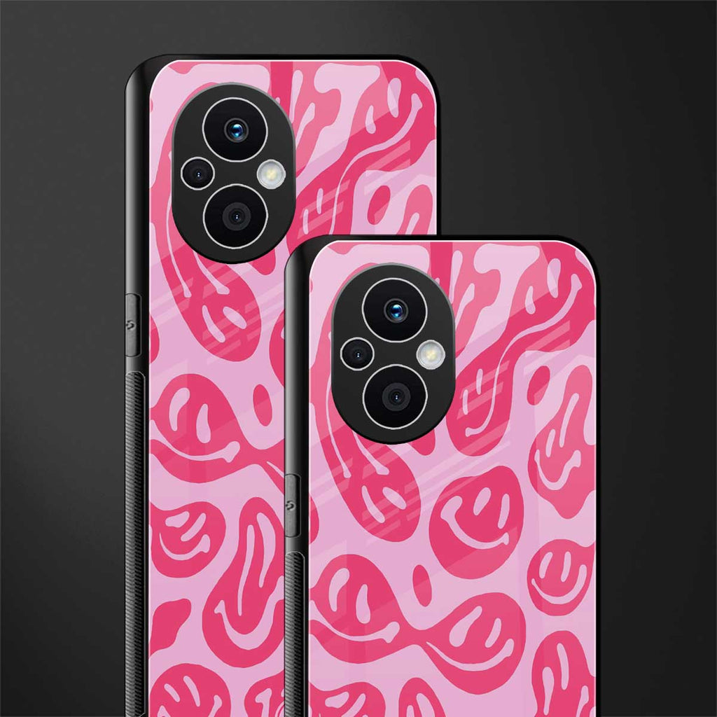 acid smiles bubblegum pink edition back phone cover | glass case for oppo f21 pro 5g