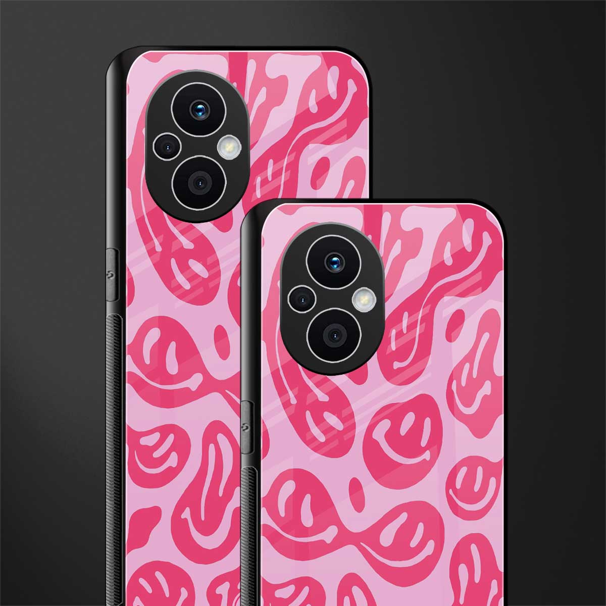 acid smiles bubblegum pink edition back phone cover | glass case for oppo f21 pro 5g