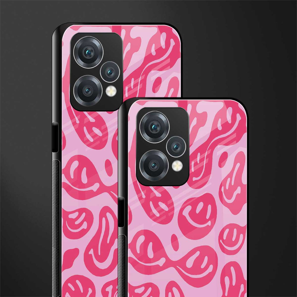 acid smiles bubblegum pink edition back phone cover | glass case for oneplus nord ce 2 lite 5g