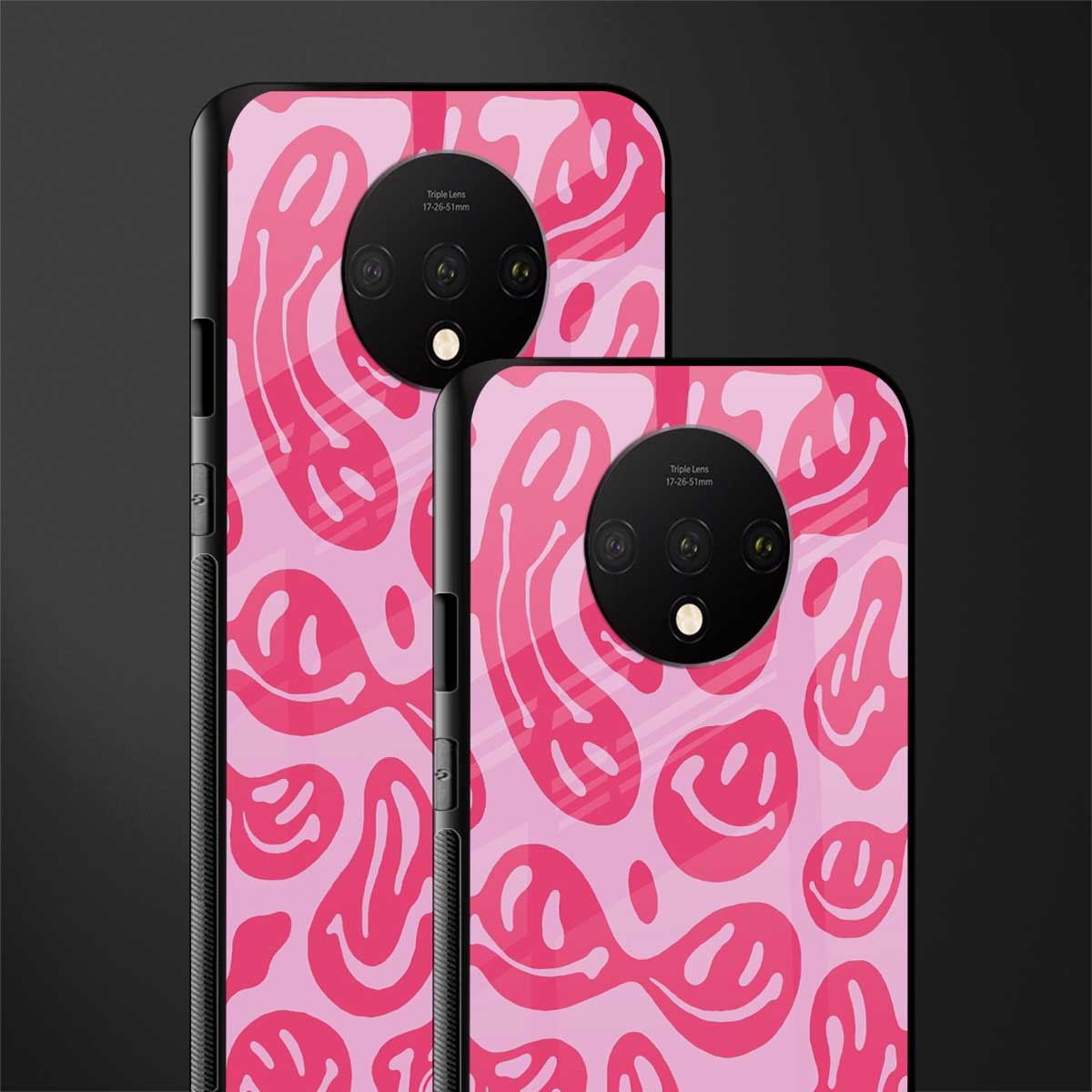 acid smiles bubblegum pink edition glass case for oneplus 7t image-2