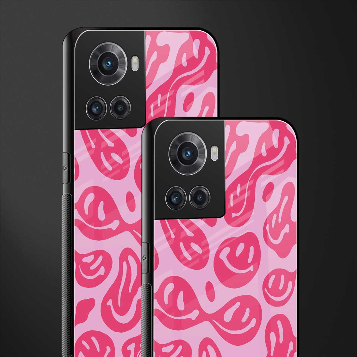 acid smiles bubblegum pink edition back phone cover | glass case for oneplus 10r 5g