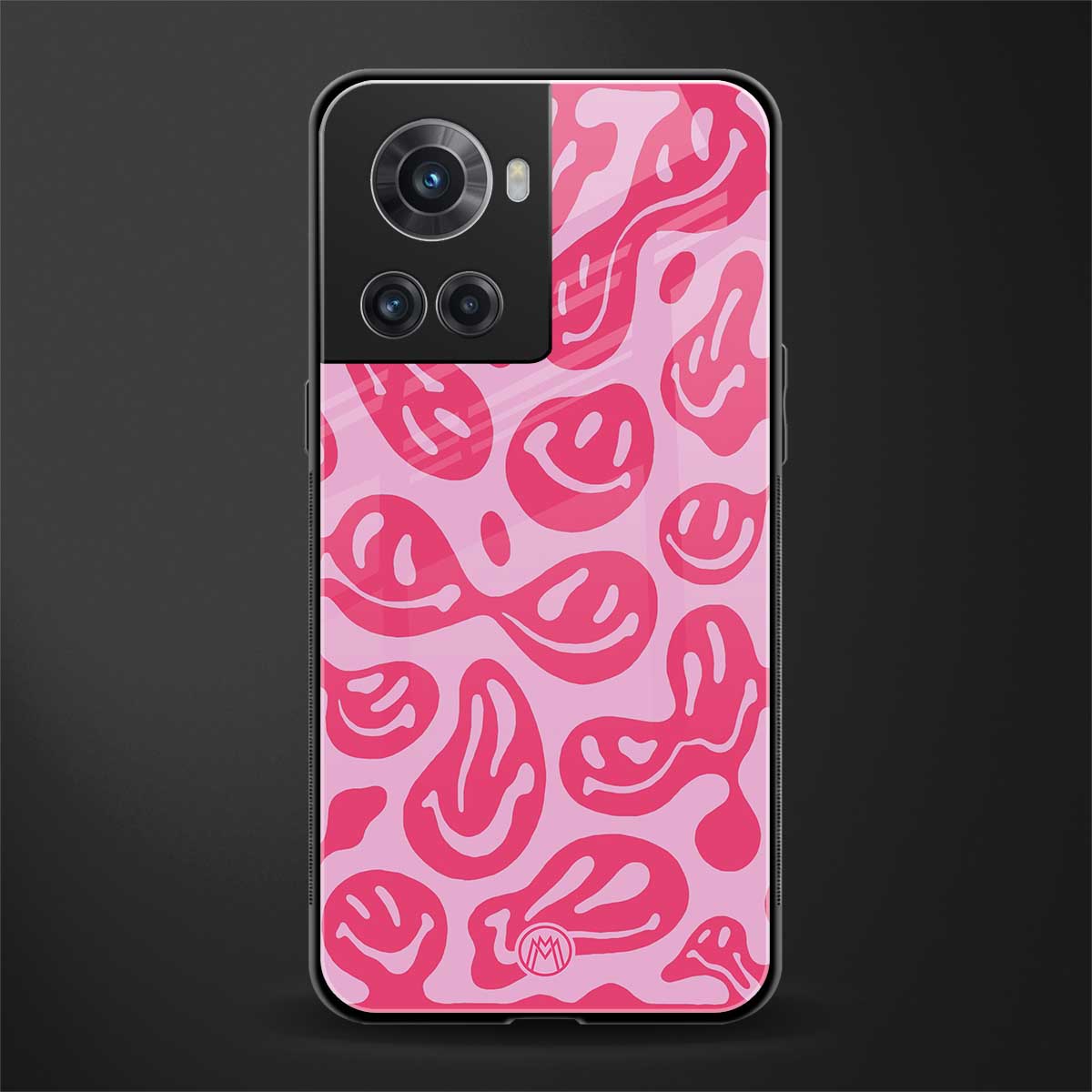 acid smiles bubblegum pink edition back phone cover | glass case for oneplus 10r 5g
