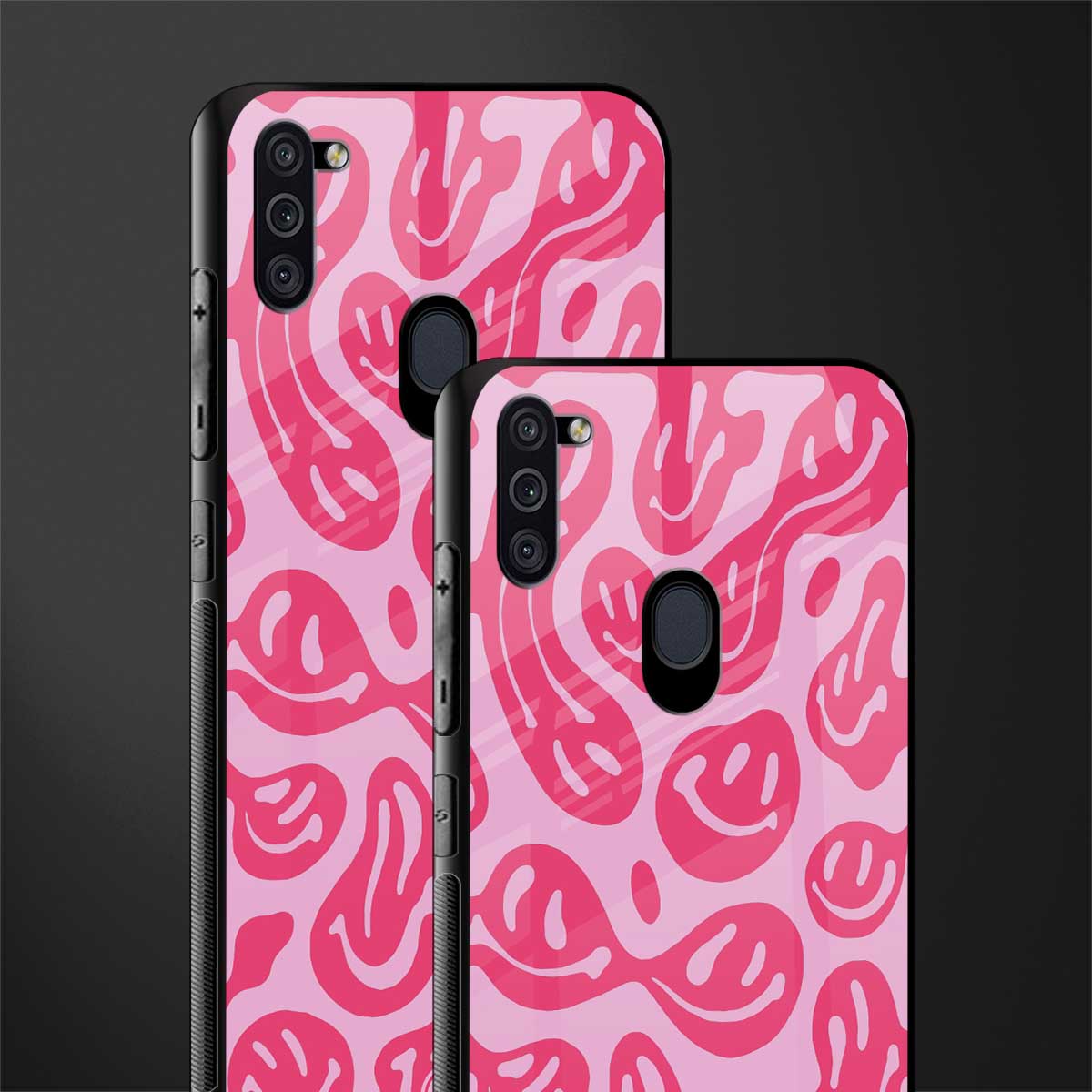 acid smiles bubblegum pink edition glass case for samsung galaxy m11 image-2