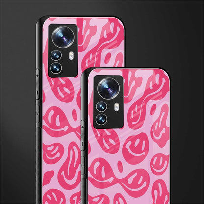 acid smiles bubblegum pink edition back phone cover | glass case for xiaomi 12 pro