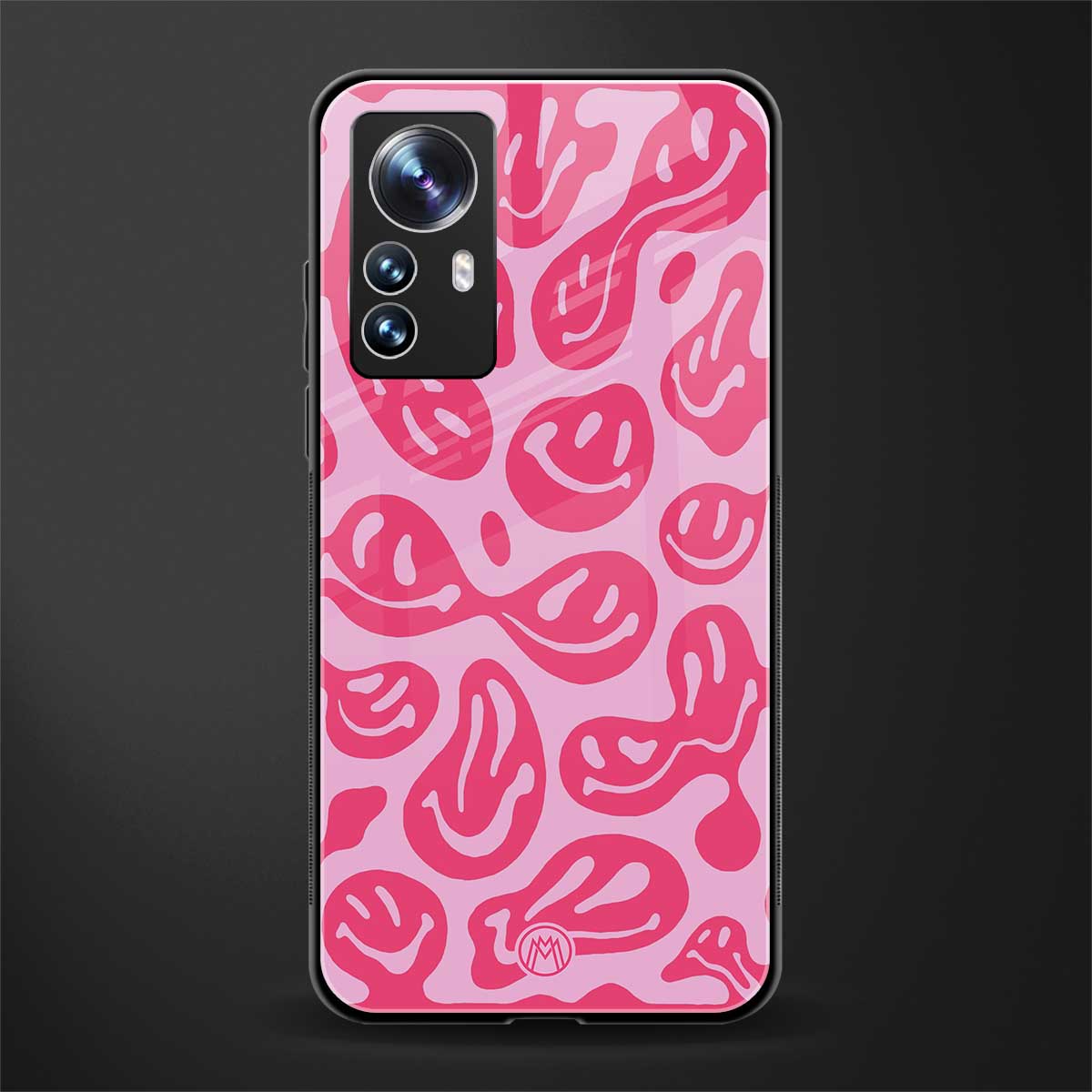 acid smiles bubblegum pink edition back phone cover | glass case for xiaomi 12 pro