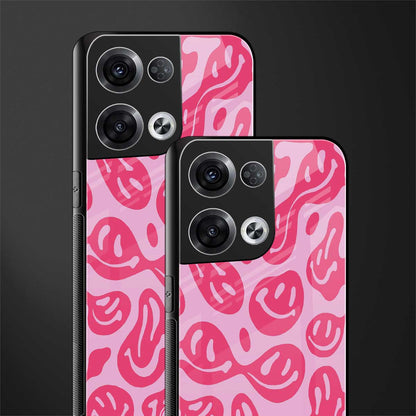 acid smiles bubblegum pink edition back phone cover | glass case for oppo reno 8