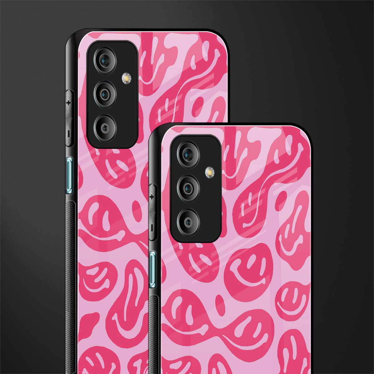 acid smiles bubblegum pink edition back phone cover | glass case for samsung galaxy f23 5g