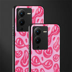 acid smiles bubblegum pink edition back phone cover | glass case for vivo v25 pro 5g