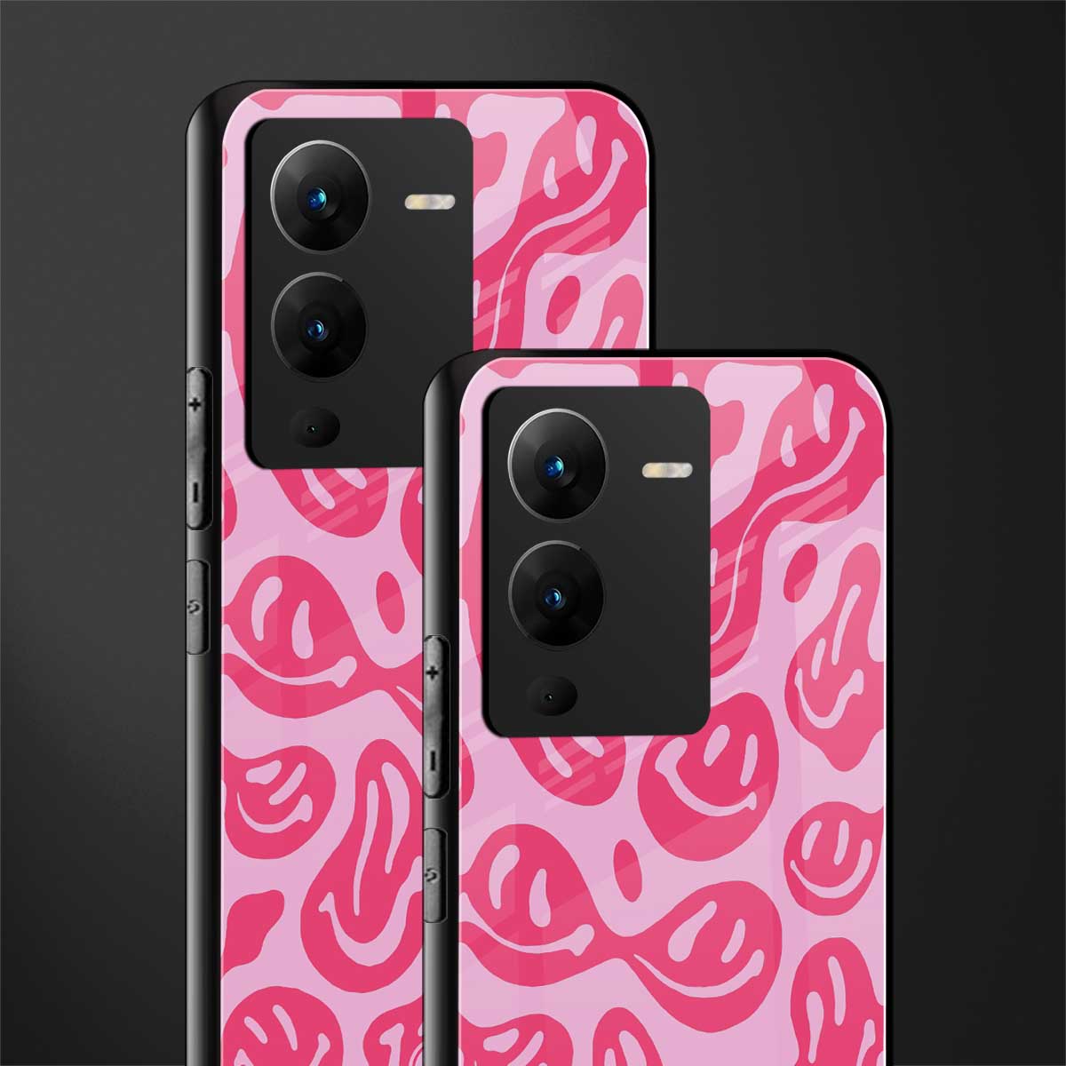 acid smiles bubblegum pink edition back phone cover | glass case for vivo v25 pro 5g