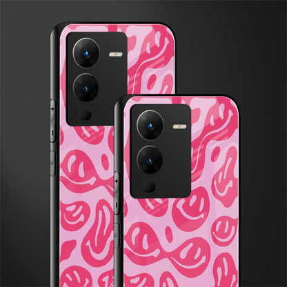 acid smiles bubblegum pink edition back phone cover | glass case for vivo v25 pro 5g