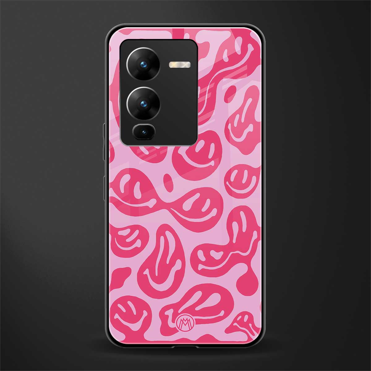 acid smiles bubblegum pink edition back phone cover | glass case for vivo v25 pro 5g