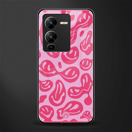 acid smiles bubblegum pink edition back phone cover | glass case for vivo v25 pro 5g