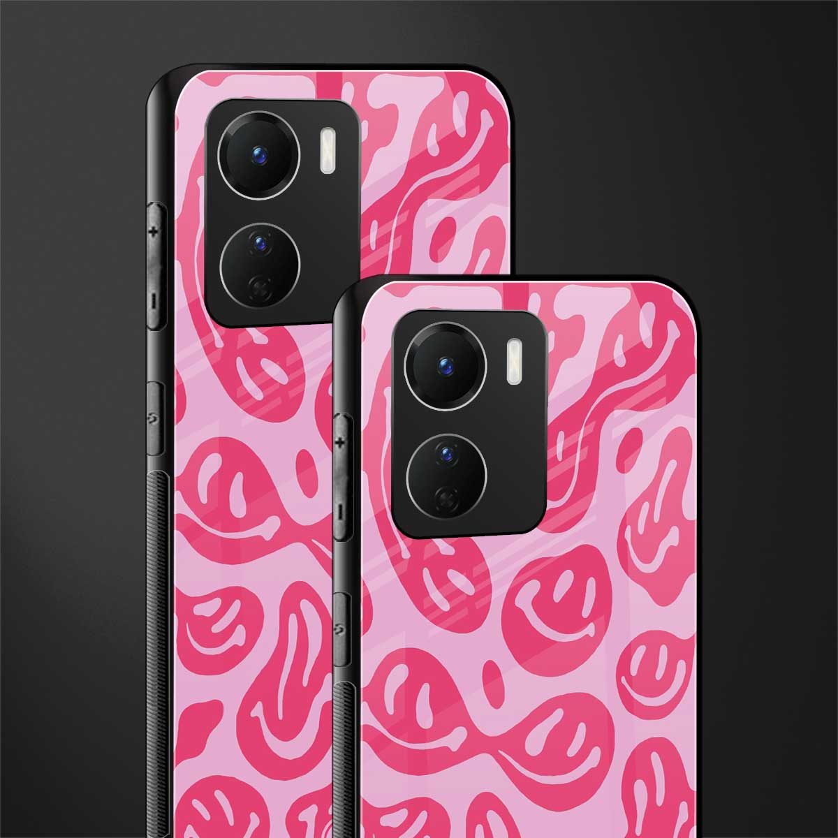 acid smiles bubblegum pink edition back phone cover | glass case for vivo y16