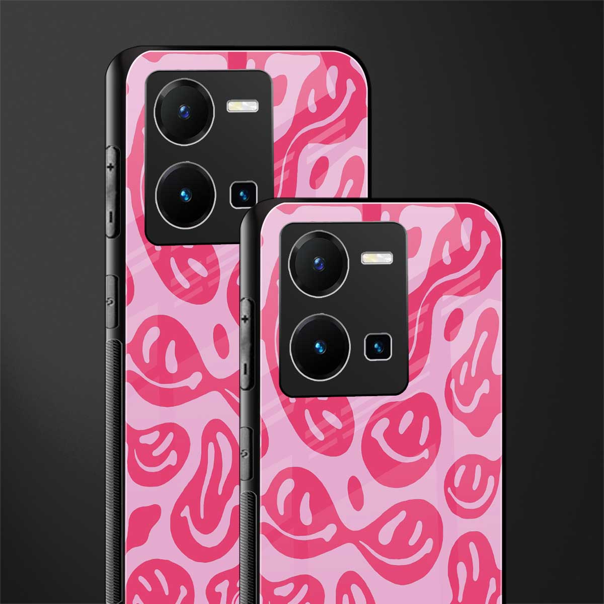 acid smiles bubblegum pink edition back phone cover | glass case for vivo y35 4g