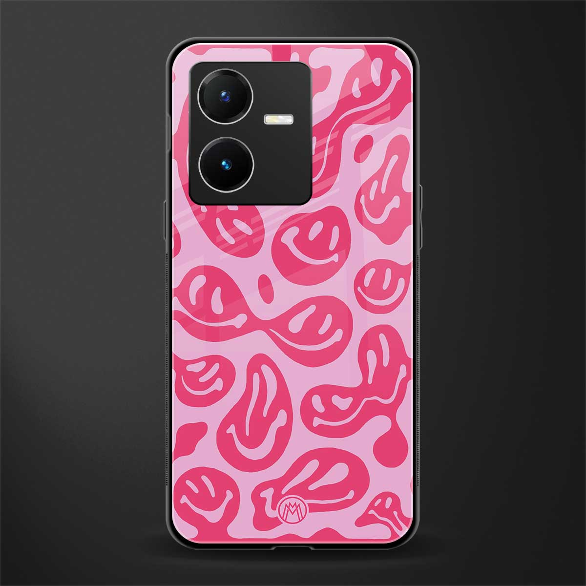 acid smiles bubblegum pink edition back phone cover | glass case for vivo y22
