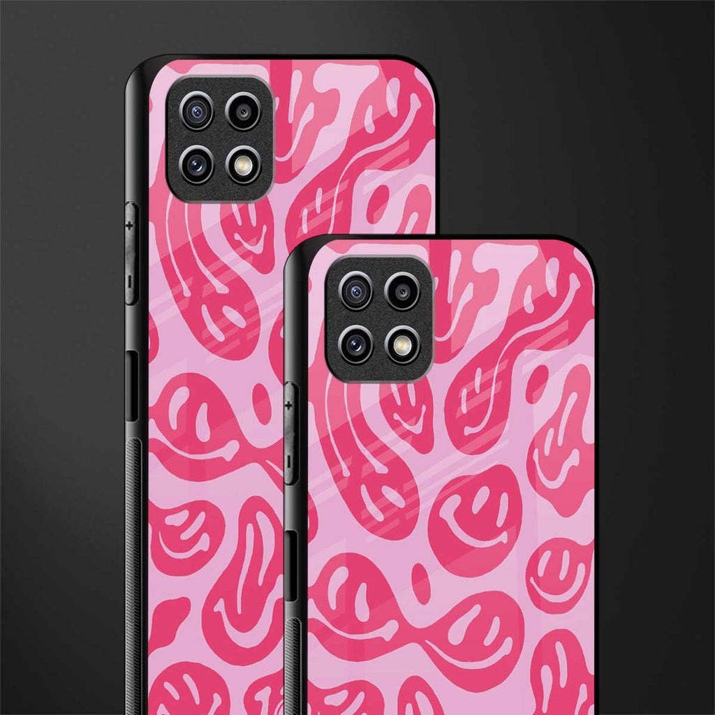 acid smiles bubblegum pink edition back phone cover | glass case for samsung galaxy f42